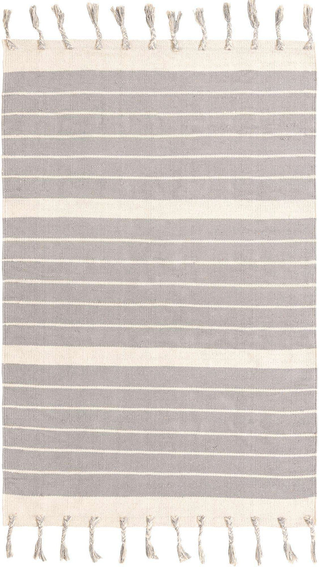 Gray and White 4' 1 x 6' 1 Chindi Cotton Rectangle Area Rug Interior Design Home Decor Carpet Mat for Sale at Rug Engine
