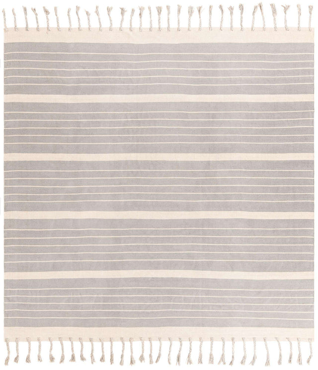 Gray and White 10' x 10' Chindi Cotton Square Area Rug Interior Design Home Decor Carpet Mat for Sale at Rug Engine