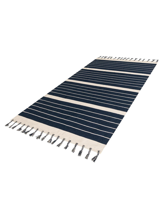 Navy and White 6' 1 x 9' Chindi Cotton Rectangle Area Rug Interior Design Home Decor Carpet Mat for Sale at Rug Engine
