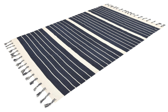 Navy and White 6' 1 x 9' Chindi Cotton Rectangle Area Rug Interior Design Home Decor Carpet Mat for Sale at Rug Engine