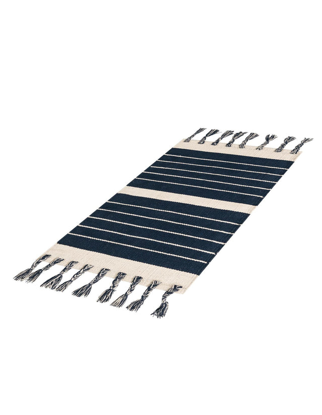 Navy and White 2' x 3' 1 Chindi Cotton Rectangle Area Rug Interior Design Home Decor Carpet Mat for Sale at Rug Engine