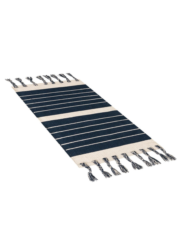 Navy and White 2' x 3' 1 Chindi Cotton Rectangle Area Rug Interior Design Home Decor Carpet Mat for Sale at Rug Engine