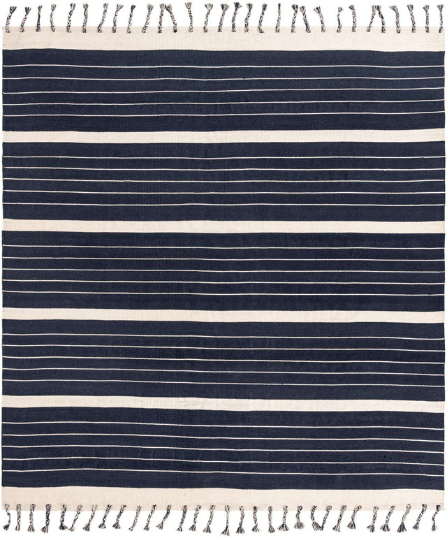 Navy and White 10' x 10' Chindi Cotton Square Area Rug Interior Design Home Decor Carpet Mat for Sale at Rug Engine