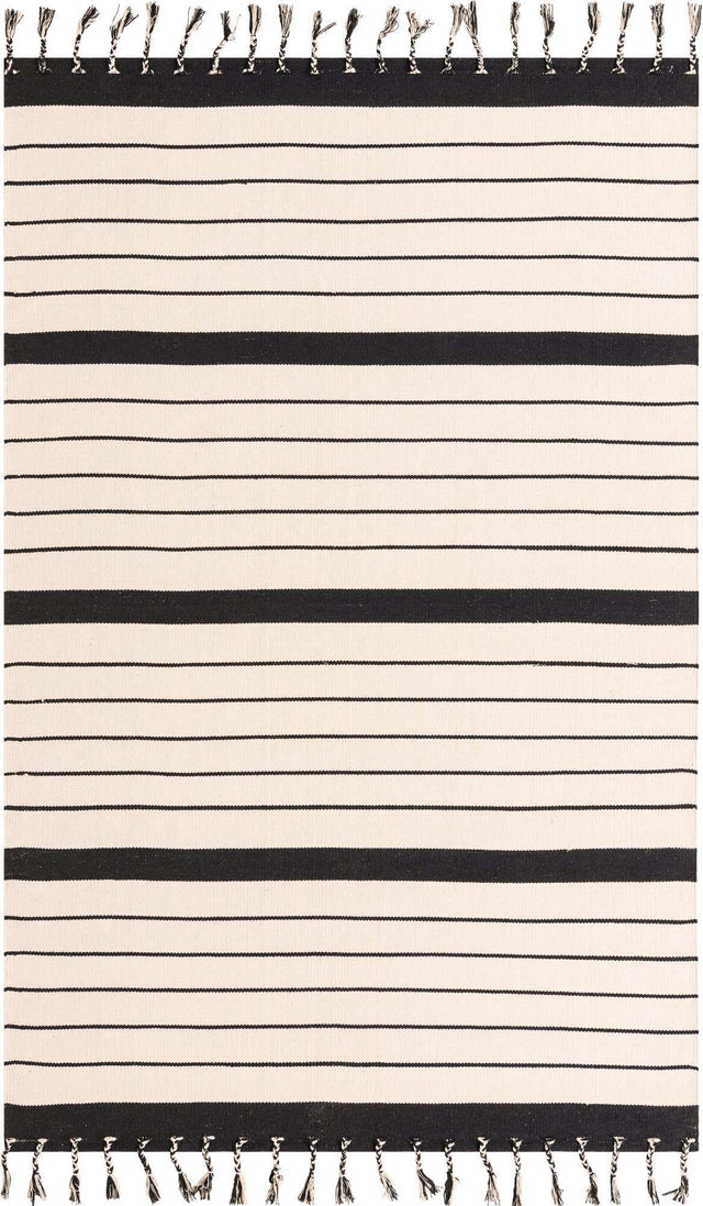 Black and White 6' 1 x 9' Chindi Cotton Rectangle Area Rug Interior Design Home Decor Carpet Mat for Sale at Rug Engine