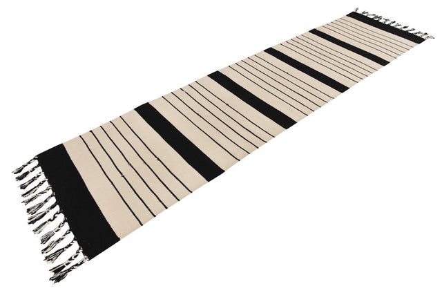 Black and White 2' 7 x 10' Chindi Cotton Runner Area Rug Interior Design Home Decor Carpet Mat for Sale at Rug Engine