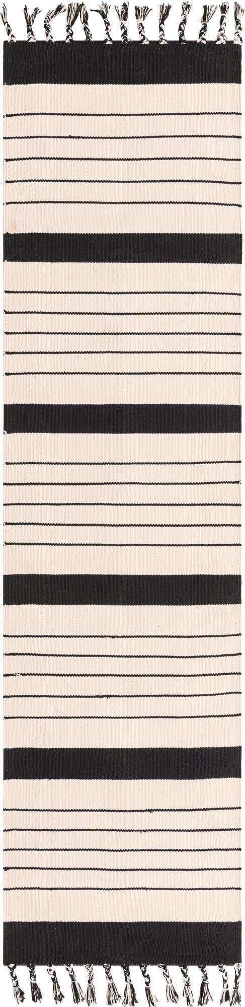 Black and White 2' 7 x 10' Chindi Cotton Runner Area Rug Interior Design Home Decor Carpet Mat for Sale at Rug Engine