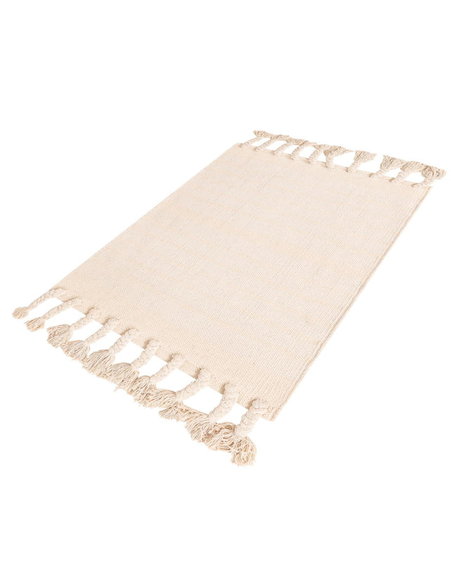Beige and White 2' x 3' 1 Chindi Cotton Rectangle Area Rug Interior Design Home Decor Carpet Mat for Sale at Rug Engine
