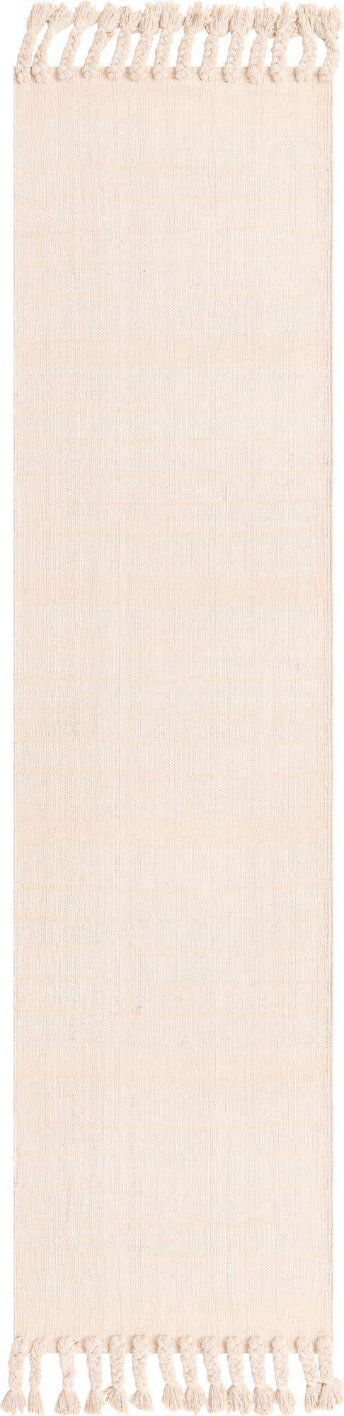 Beige and White 2' 7 x 12' Chindi Cotton Runner Area Rug Interior Design Home Decor Carpet Mat for Sale at Rug Engine