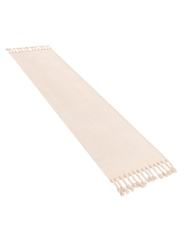 Beige and White 2' 7 x 10' Chindi Cotton Runner Area Rug Interior Design Home Decor Carpet Mat for Sale at Rug Engine