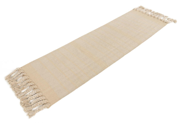 Beige and White 2' 2 x 6' 1 Chindi Cotton Runner Area Rug Interior Design Home Decor Carpet Mat for Sale at Rug Engine