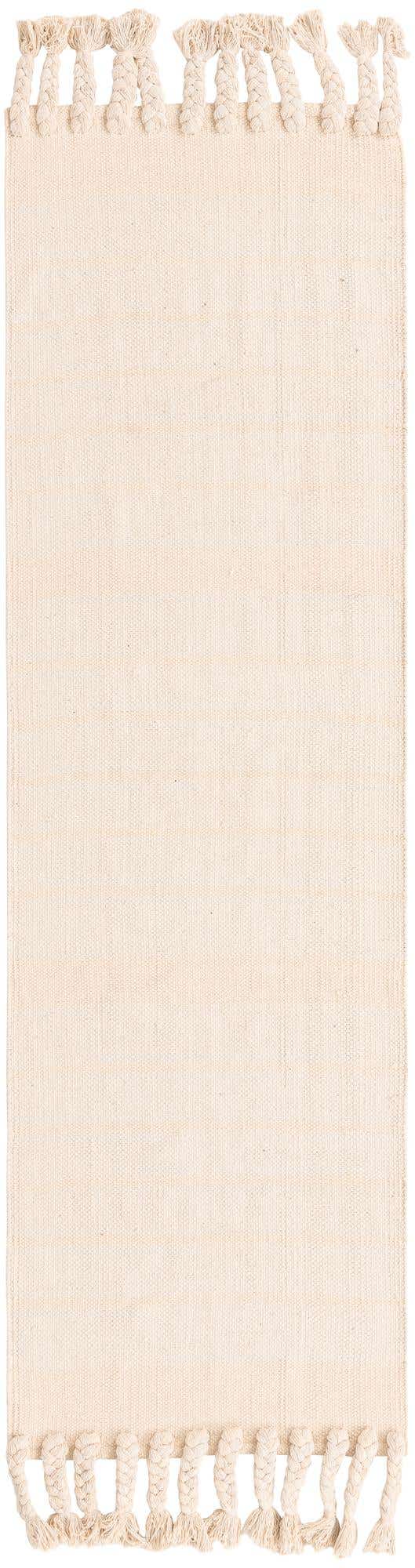 Beige and White 2' 2 x 6' 1 Chindi Cotton Runner Area Rug Interior Design Home Decor Carpet Mat for Sale at Rug Engine