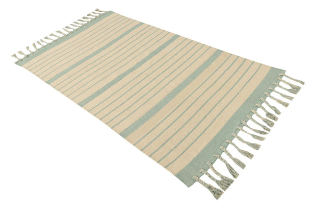 White and Aqua 4' 1 x 6' 1 Chindi Cotton Rectangle Area Rug Interior Design Home Decor Carpet Mat for Sale at Rug Engine