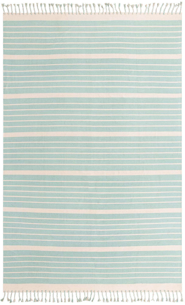 Aqua and White 10' x 14' 1 Chindi Cotton Rectangle Area Rug Interior Design Home Decor Carpet Mat for Sale at Rug Engine