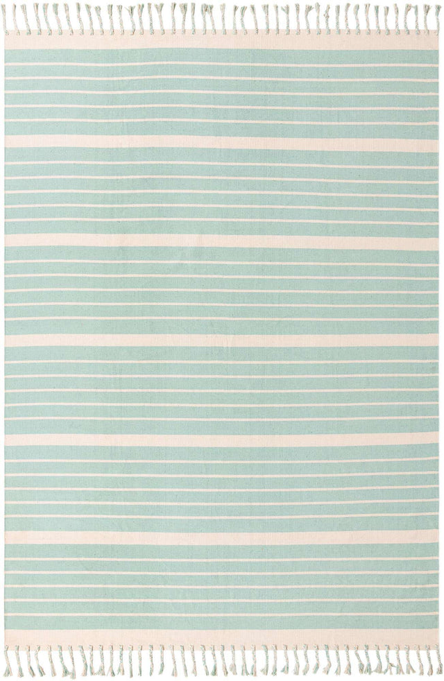 Aqua and White 9' x 12' Chindi Cotton Rectangle Area Rug Interior Design Home Decor Carpet Mat for Sale at Rug Engine