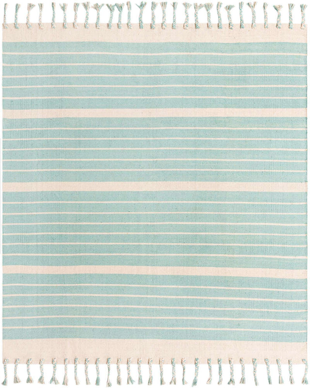 Aqua and White 7' 1 x 7' 1 Chindi Cotton Square Area Rug Interior Design Home Decor Carpet Mat for Sale at Rug Engine