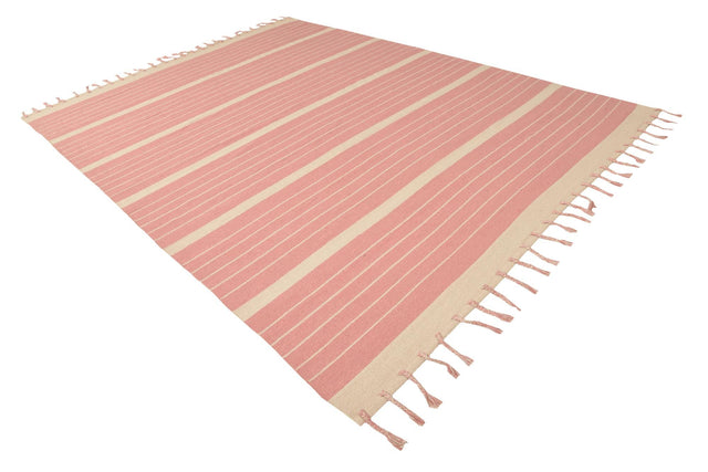 Pink and White 9' x 12' Chindi Cotton Rectangle Area Rug Interior Design Home Decor Carpet Mat for Sale at Rug Engine