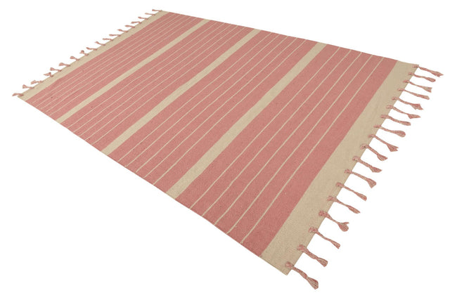 Pink and White 6' 1 x 9' Chindi Cotton Rectangle Area Rug Interior Design Home Decor Carpet Mat for Sale at Rug Engine