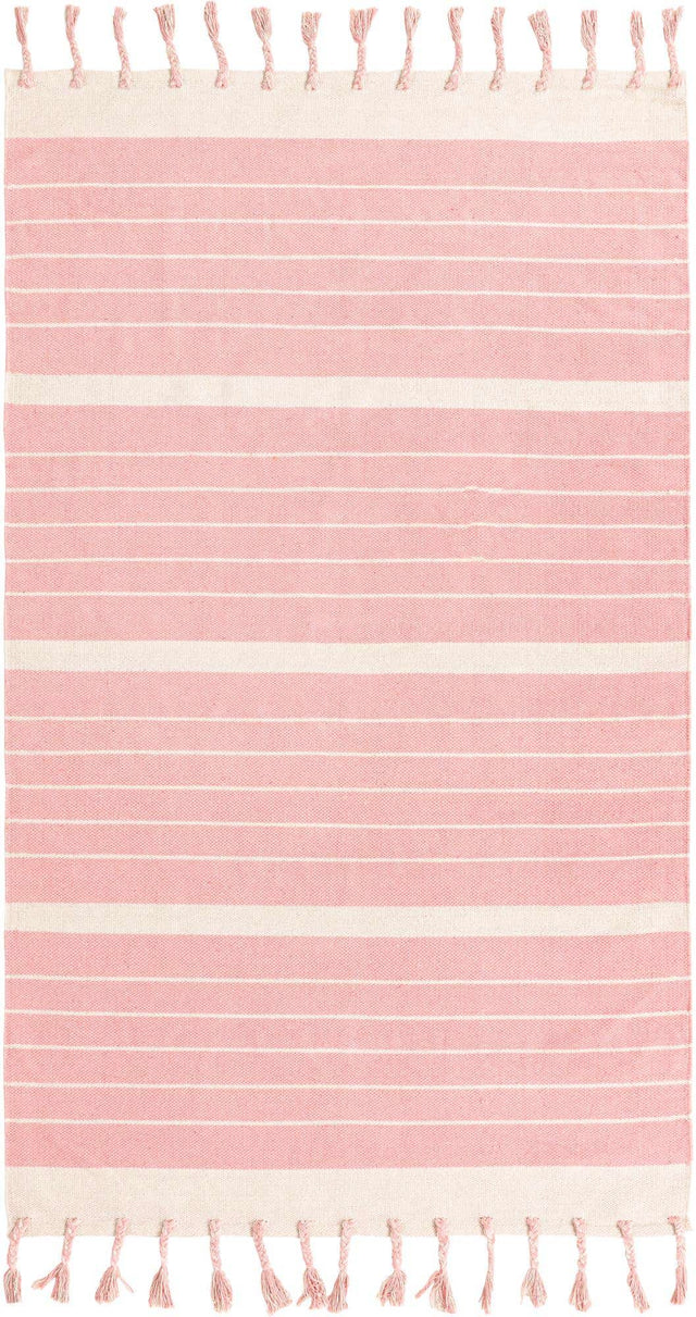 Pink and White 5' 1 x 8' Chindi Cotton Rectangle Area Rug Interior Design Home Decor Carpet Mat for Sale at Rug Engine