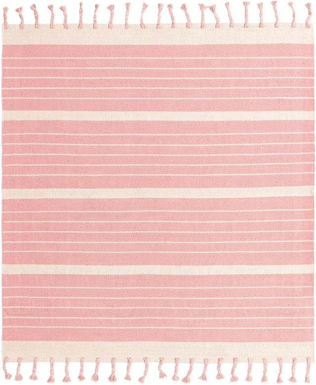 Pink and White 7' 1 x 7' 1 Chindi Cotton Square Area Rug Interior Design Home Decor Carpet Mat for Sale at Rug Engine