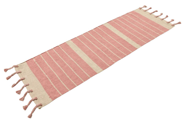 Pink and White 2' 2 x 6' 1 Chindi Cotton Runner Area Rug Interior Design Home Decor Carpet Mat for Sale at Rug Engine