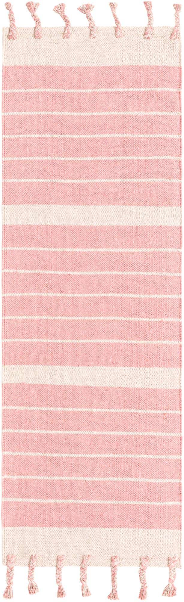 Pink and White 2' 2 x 6' 1 Chindi Cotton Runner Area Rug Interior Design Home Decor Carpet Mat for Sale at Rug Engine