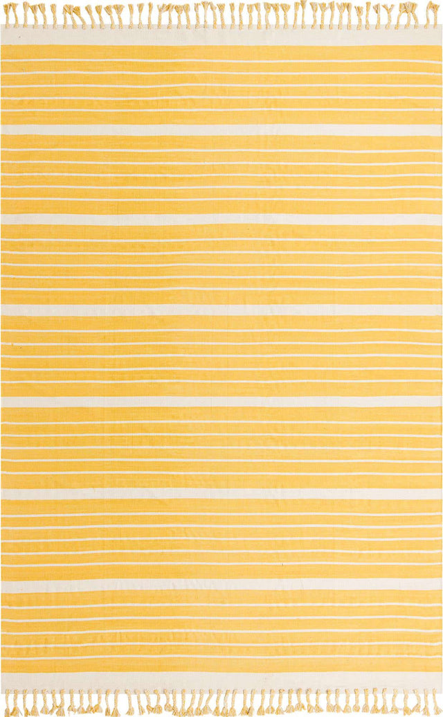 Gold and White 10' x 14' 1 Chindi Cotton Rectangle Area Rug Interior Design Home Decor Carpet Mat for Sale at Rug Engine