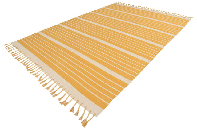 Gold and White 9' x 12' Chindi Cotton Rectangle Area Rug Interior Design Home Decor Carpet Mat for Sale at Rug Engine