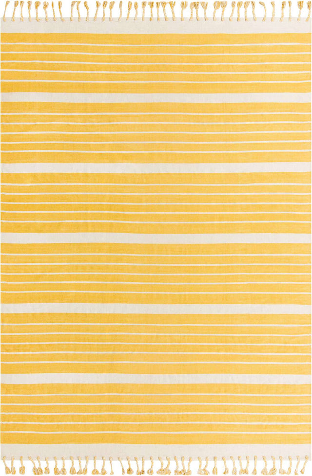 Gold and White 9' x 12' Chindi Cotton Rectangle Area Rug Interior Design Home Decor Carpet Mat for Sale at Rug Engine