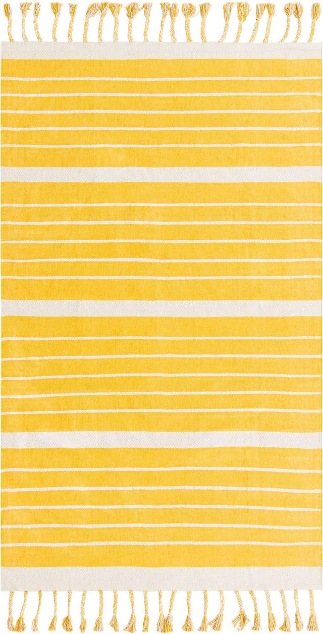 Gold and White 5' 1 x 8' Chindi Cotton Rectangle Area Rug Interior Design Home Decor Carpet Mat for Sale at Rug Engine
