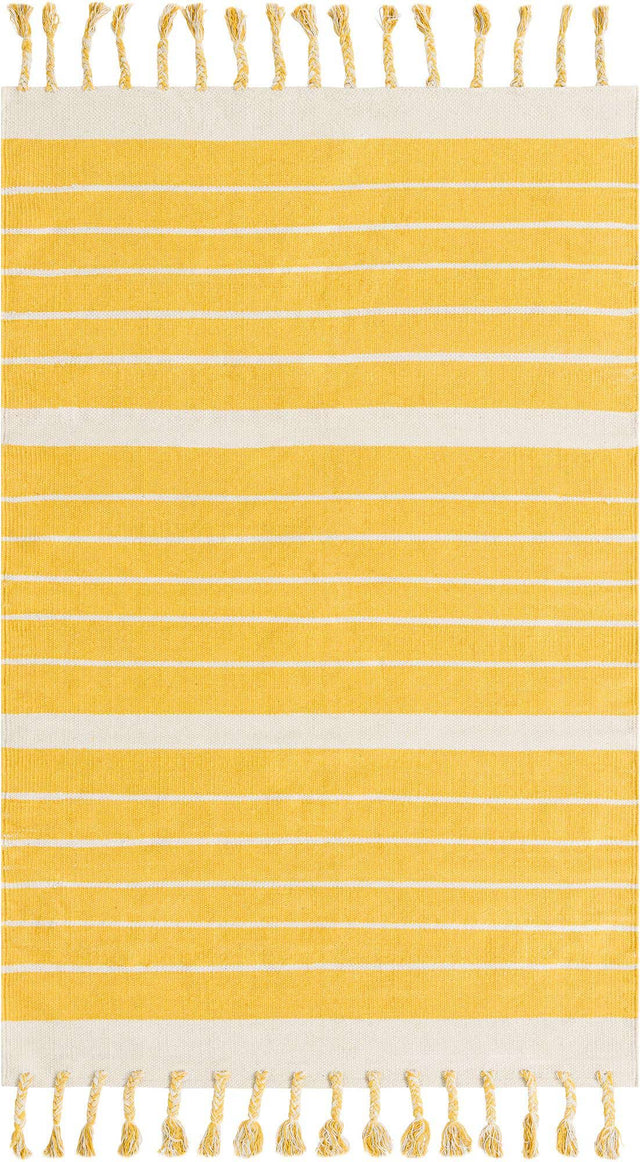 Gold and White 4' 1 x 6' 1 Chindi Cotton Rectangle Area Rug Interior Design Home Decor Carpet Mat for Sale at Rug Engine