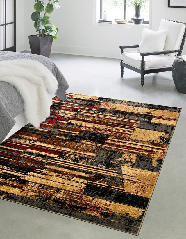 Multicolor 9' x 12' Saturn Rectangle Area Rug Stain Resistant Easy Clean Classic Vintage Design Durable Carpet for Affordable Home Interiors for Sale at Rug Engine