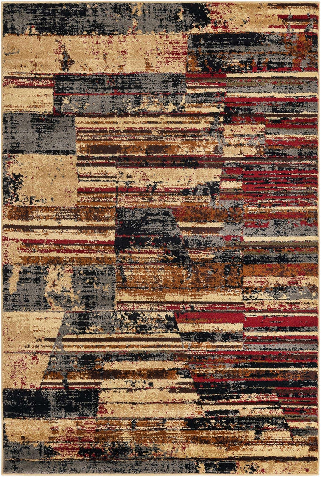 Multicolor 4' 1 x 6' 1 Saturn Rectangle Area Rug Stain Resistant Easy Clean Classic Vintage Design Durable Carpet for Affordable Home Interiors for Sale at Rug Engine
