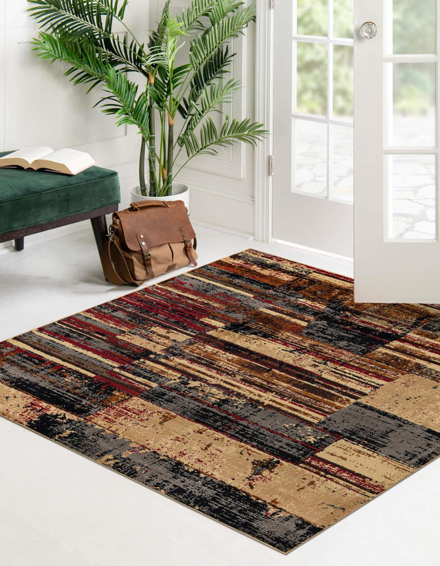 Multicolor 7' 10 x 7' 10 Saturn Square Area Rug Stain Resistant Easy Clean Classic Vintage Design Durable Carpet for Affordable Home Interiors for Sale at Rug Engine