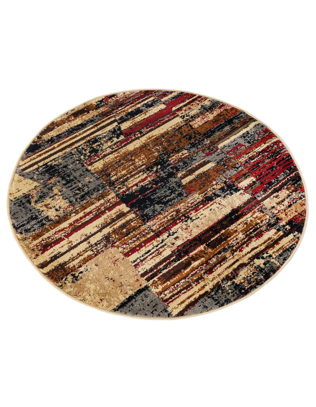 Multicolor 3' 1 x 3' 1 Saturn Round Area Rug Stain Resistant Easy Clean Classic Vintage Design Durable Carpet for Affordable Home Interiors for Sale at Rug Engine