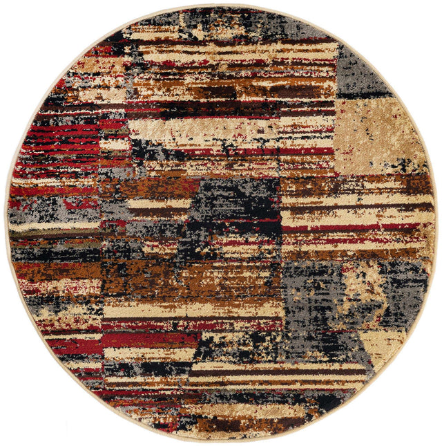 Multicolor 3' 1 x 3' 1 Saturn Round Area Rug Stain Resistant Easy Clean Classic Vintage Design Durable Carpet for Affordable Home Interiors for Sale at Rug Engine