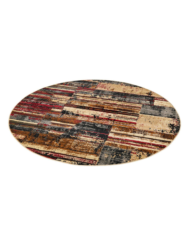 Multicolor 5' 3 x 5' 3 Saturn Round Area Rug Stain Resistant Easy Clean Classic Vintage Design Durable Carpet for Affordable Home Interiors for Sale at Rug Engine