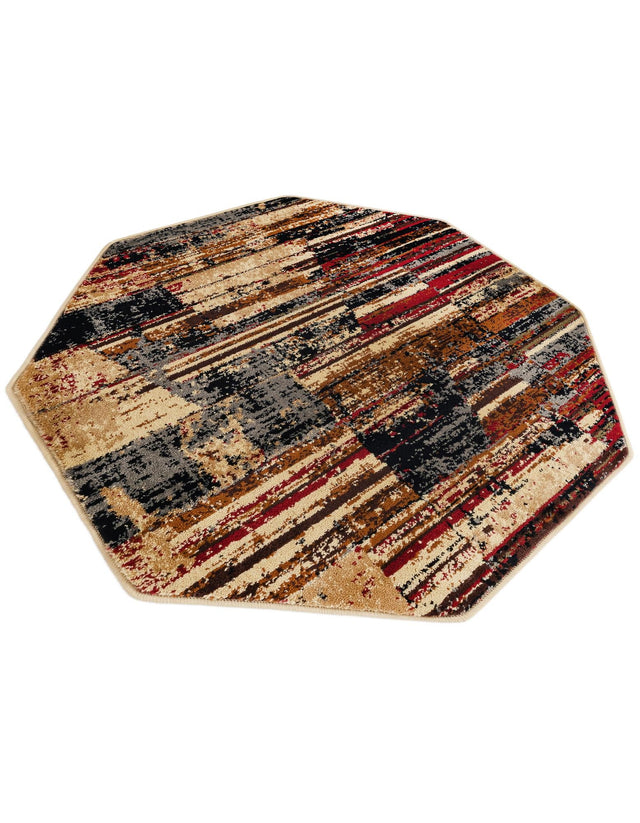 Multicolor 3' 1 x 3' 1 Saturn Octagon Area Rug Stain Resistant Easy Clean Classic Vintage Design Durable Carpet for Affordable Home Interiors for Sale at Rug Engine