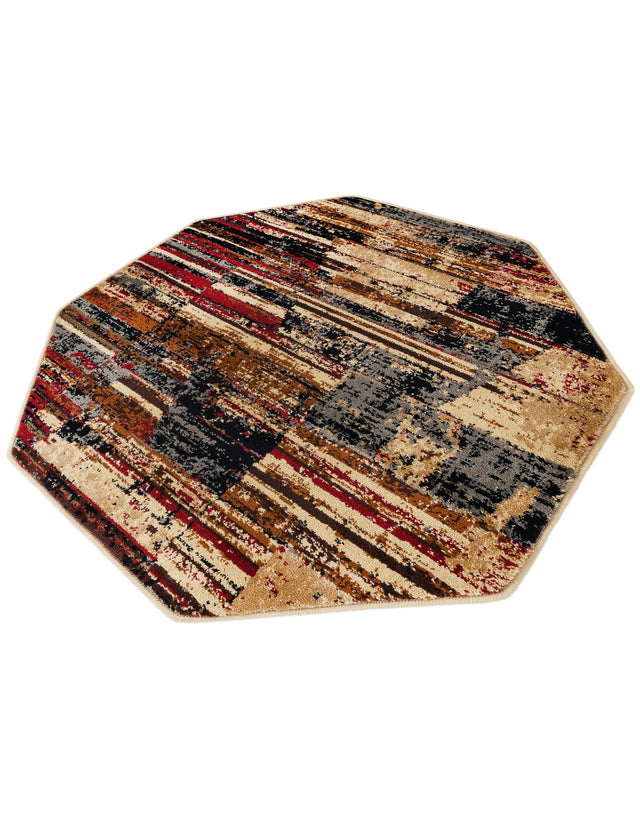 Multicolor 3' 1 x 3' 1 Saturn Octagon Area Rug Stain Resistant Easy Clean Classic Vintage Design Durable Carpet for Affordable Home Interiors for Sale at Rug Engine