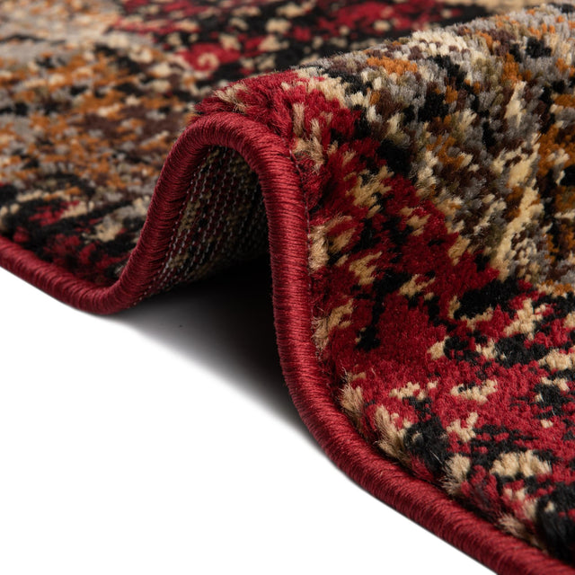 Burgundy 8' x 8' Saturn Octagon Area Rug Stain Resistant Easy Clean Classic Vintage Design Durable Carpet for Affordable Home Interiors for Sale at Rug Engine
