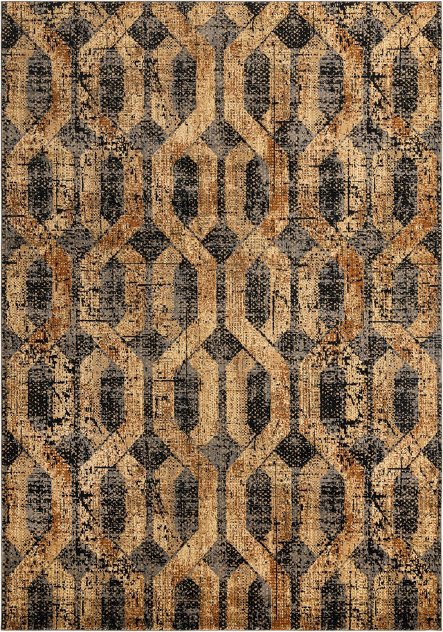 Black Gray 10' x 14' Saturn Rectangle Area Rug Stain Resistant Easy Clean Classic Vintage Design Durable Carpet for Affordable Home Interiors for Sale at Rug Engine