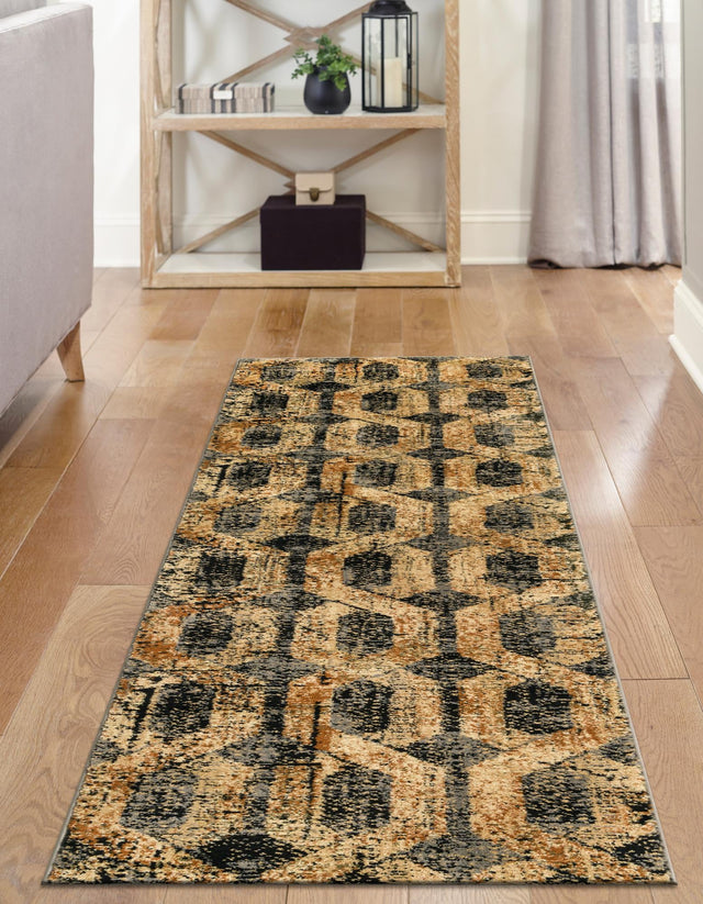 Black Gray 2' 2 x 12' Saturn Runner Area Rug Stain Resistant Easy Clean Classic Vintage Design Durable Carpet for Affordable Home Interiors for Sale at Rug Engine
