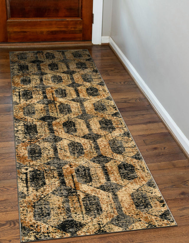 Black Gray 2' 2 x 7' Saturn Runner Area Rug Stain Resistant Easy Clean Classic Vintage Design Durable Carpet for Affordable Home Interiors for Sale at Rug Engine