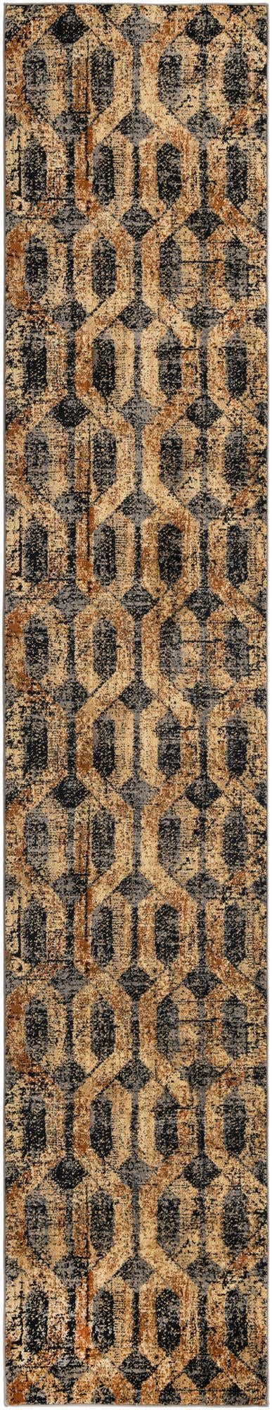 Black Gray 2' 7 x 14' Saturn Runner Area Rug Stain Resistant Easy Clean Classic Vintage Design Durable Carpet for Affordable Home Interiors for Sale at Rug Engine
