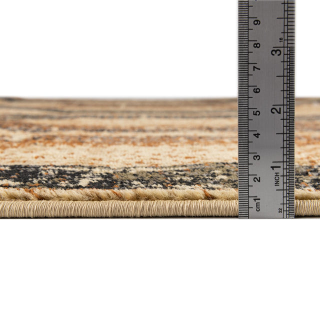 Beige Cream 5' 3 x 5' 3 Saturn Octagon Area Rug Stain Resistant Easy Clean Classic Vintage Design Durable Carpet for Affordable Home Interiors for Sale at Rug Engine