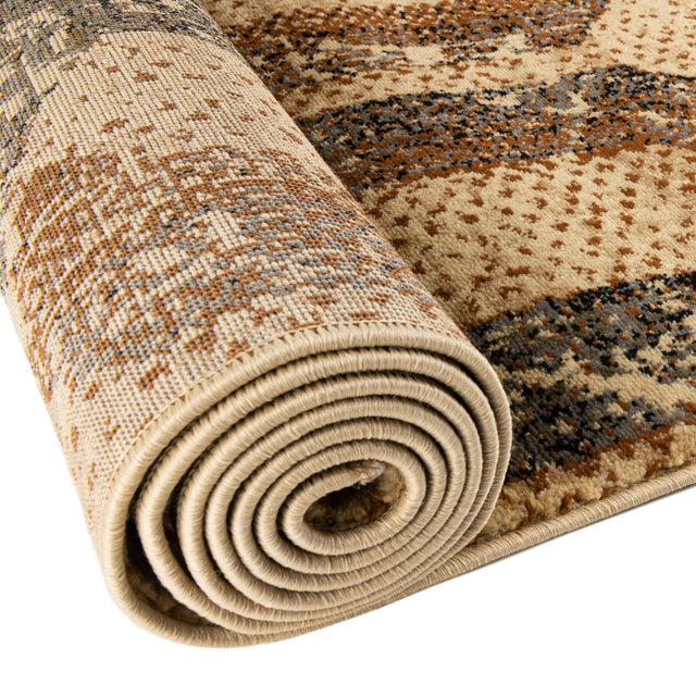 Beige Cream 8' x 8' Saturn Octagon Area Rug Stain Resistant Easy Clean Classic Vintage Design Durable Carpet for Affordable Home Interiors for Sale at Rug Engine