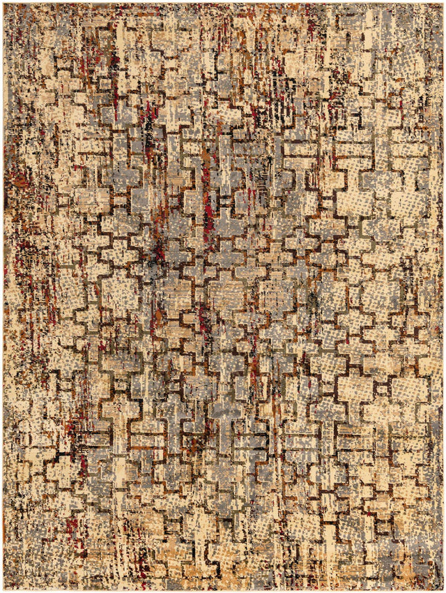 Beige Cream 9' x 12' Saturn Rectangle Area Rug Stain Resistant Easy Clean Classic Vintage Design Durable Carpet for Affordable Home Interiors for Sale at Rug Engine