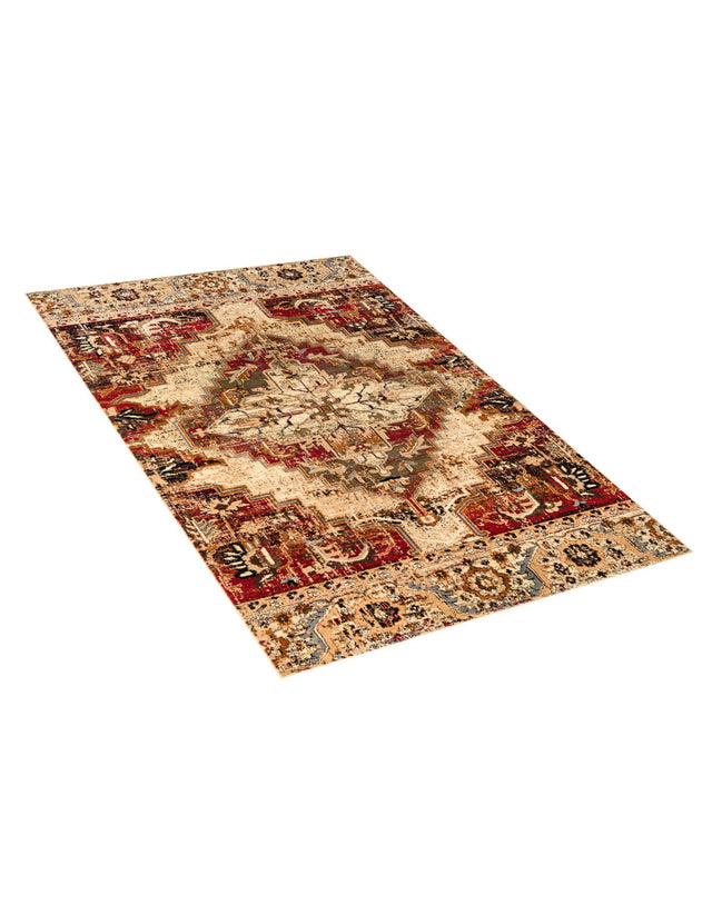 Burgundy Beige 6' 1 x 9' Saturn Rectangle Area Rug Stain Resistant Easy Clean Classic Vintage Design Durable Carpet for Affordable Home Interiors for Sale at Rug Engine