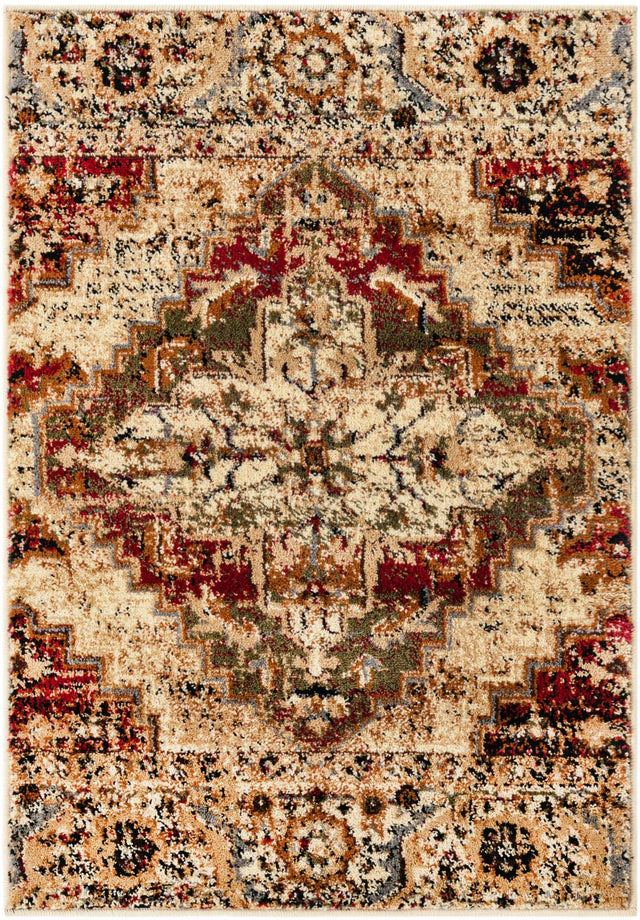 Burgundy Beige 2' x 3' 1 Saturn Rectangle Area Rug Stain Resistant Easy Clean Classic Vintage Design Durable Carpet for Affordable Home Interiors for Sale at Rug Engine