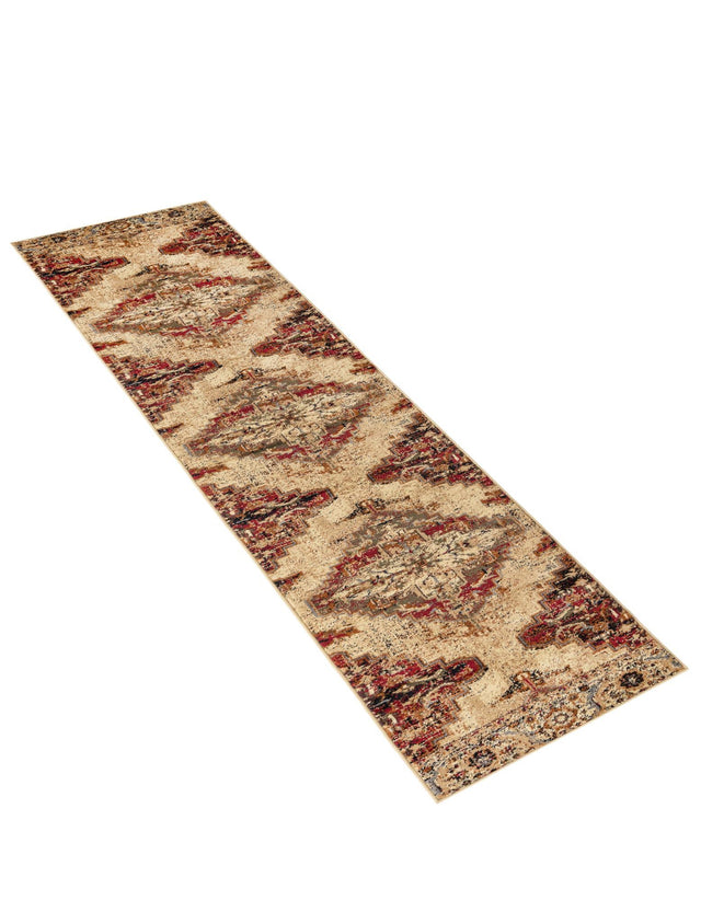 Burgundy Beige 2' 2 x 12' Saturn Runner Area Rug Stain Resistant Easy Clean Classic Vintage Design Durable Carpet for Affordable Home Interiors for Sale at Rug Engine