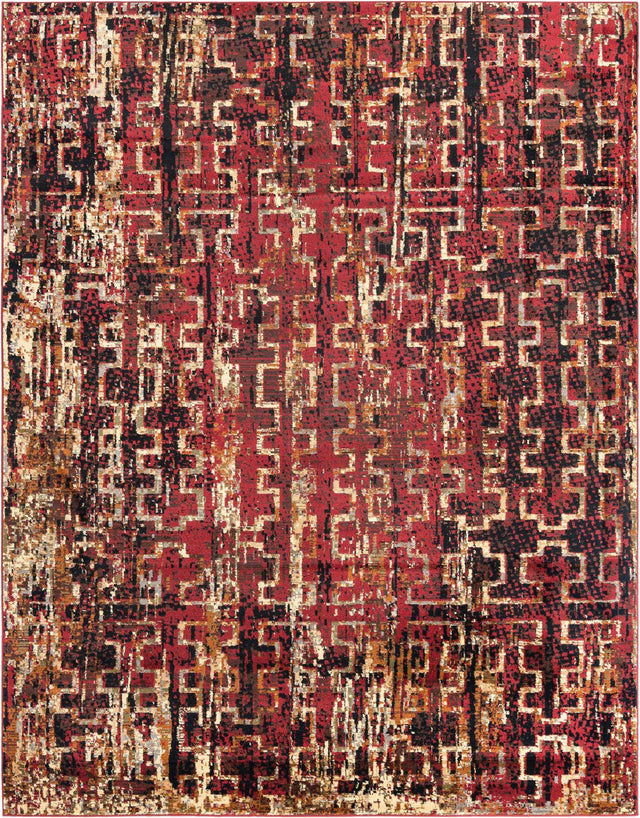 Burgundy 7' 10 x 10' Saturn Rectangle Area Rug Stain Resistant Easy Clean Classic Vintage Design Durable Carpet for Affordable Home Interiors for Sale at Rug Engine